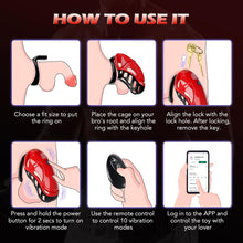 Carica l'immagine nel visualizzatore di Gallery, Vibrating Chastity Cage - Male Chastity Devices Cock Cage with 10 Vibrations-2