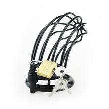 Load image into Gallery viewer, Black Metal Chastity Cage – material and construction details, gallery view 3