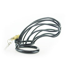 Load image into Gallery viewer, Black Metal Chastity Cage – material and construction details, gallery view 4