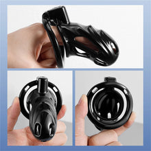 Load image into Gallery viewer, Black Metal Chastity Lock – locking components and key details, gallery view 7