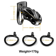 Load image into Gallery viewer, Black Metal Chastity Lock – locking components and key details, gallery view 6