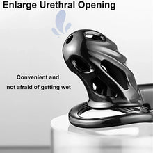 Load image into Gallery viewer, Black Metal Chastity Lock – locking components and key details, gallery view 8