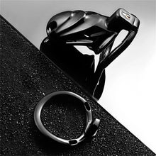 Load image into Gallery viewer, Black Metal Chastity Lock – locking components and key details, gallery view 3
