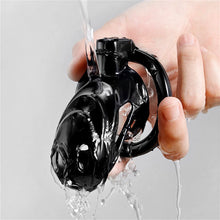 Load image into Gallery viewer, Black Metal Chastity Lock – locking components and key details, gallery view 10