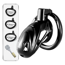 Load image into Gallery viewer, Black Metal Chastity Lock – locking components and key details, gallery view 5