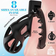 Load image into Gallery viewer, Chastity Cage with 8 Adjustable Cock Ring