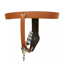 Cargar imagen en el visor de la galería, Leather Female Lockable Chastity Belt – product design details, gallery view 2