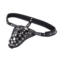 Load image into Gallery viewer, Leather Male Chastity Belt – product design details, gallery view 1 from the CAGINK product page
