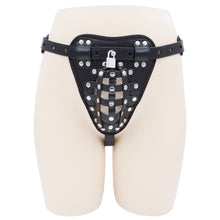 Load image into Gallery viewer, Leather Male Chastity Belt – product design details, gallery view 3 from the CAGINK product page