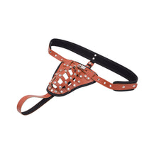 Load image into Gallery viewer, Leather Male Chastity Belt – product design details, gallery view 5 from the CAGINK product page