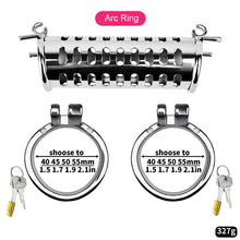 Load image into Gallery viewer, Metal Double Ended Chastity Cage – ring and adjustment details, gallery view 10