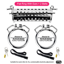 Load image into Gallery viewer, Metal Double Ended Chastity Cage – ring and adjustment details, gallery view 11