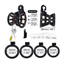 Load image into Gallery viewer, Negative Fish Basket Chastity Lock – locking components and key details, gallery view 7