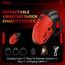 Load image into Gallery viewer, Lockink Retractable Electro Shock Vibrating Chastity Cage
