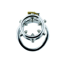 Load image into Gallery viewer, Spiked Chastity Ring – ring and adjustment details, gallery view 6 from the CAGINK product page