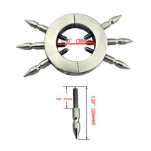 Load image into Gallery viewer, Spiked Cock Ring – ring and adjustment details, gallery view 4 from the CAGINK product page