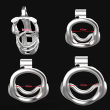 Load image into Gallery viewer, Double-Lock Mamba Stainless Steel Cock Cage – locking components and key details, gallery view 8