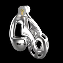 Load image into Gallery viewer, Double-Lock Mamba Stainless Steel Cock Cage – locking components and key details, gallery view 5