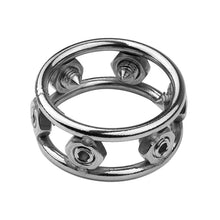 Carica l'immagine nel visualizzatore di Gallery, Steel Cock Ring – ring and adjustment details, gallery view 2 from the CAGINK product page