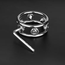 Carica l'immagine nel visualizzatore di Gallery, Steel Cock Ring – ring and adjustment details, gallery view 1 from the CAGINK product page