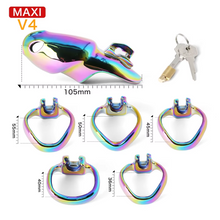 Carica l'immagine nel visualizzatore di Gallery, V4 Rainbow Steel Chastity Cage - Maxi