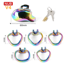 Carica l'immagine nel visualizzatore di Gallery, V4 Rainbow Steel Chastity Cage - nub v4