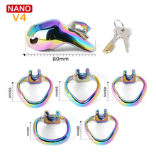 Carica l'immagine nel visualizzatore di Gallery, V4 Rainbow Steel Chastity Cage - nano size