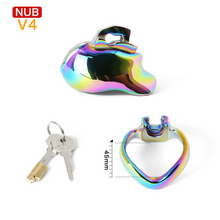 Carica l'immagine nel visualizzatore di Gallery, V4 Rainbow Steel Chastity Cage - nub 45mm