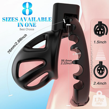 Load image into Gallery viewer, Chastity Cage with 8 Adjustable Cock Ring
