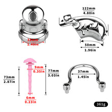 Carica l'immagine nel visualizzatore di Gallery, Dolphin Steel Chastity Cage with Anti-ring Removable - size
