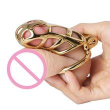 Cargar imagen en el visor de la galería, Gold MAMBA Chastity Cage 3.54 inches Long
