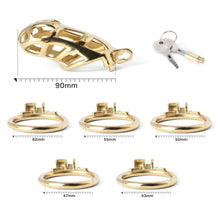 Cargar imagen en el visor de la galería, Gold MAMBA Chastity Cage 3.54 inches Long
