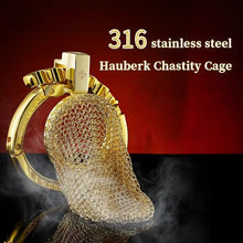 Carica l'immagine nel visualizzatore di Gallery, Golden Adjustable Chainmail Chastity Cage
