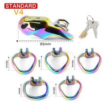 Carica l'immagine nel visualizzatore di Gallery, V4 Rainbow Steel Chastity Cage - standard size
